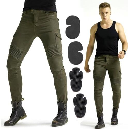 2021 WF-06 Green MOTO Jeans Leisure Motorcycle Mens Off-road Outdoor Jean/cycling Pants With Protect Equipment