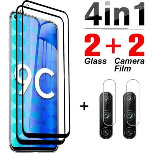 4-in-1 Cover Tempered Glass For Honor 8 X 9 9 X Lite Screen Protector For Honor 9 C 9X Global Phone Camera Protective Lens Film