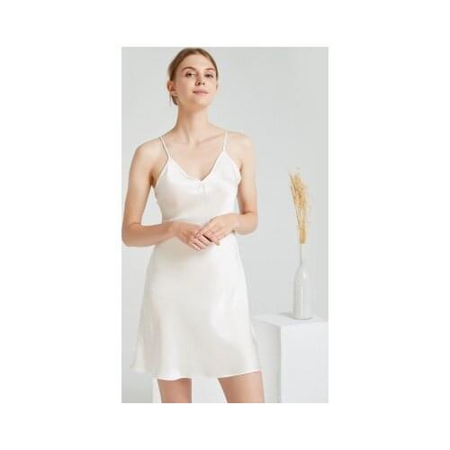Real Natural Pure silk Nightgown nightdress Women silk Dress female summer heavy mulberry silk suspender nightgown mulberry