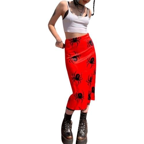 Women Skirt with Skull Leopard Print High Waist Version Straight Design Summer Clothing