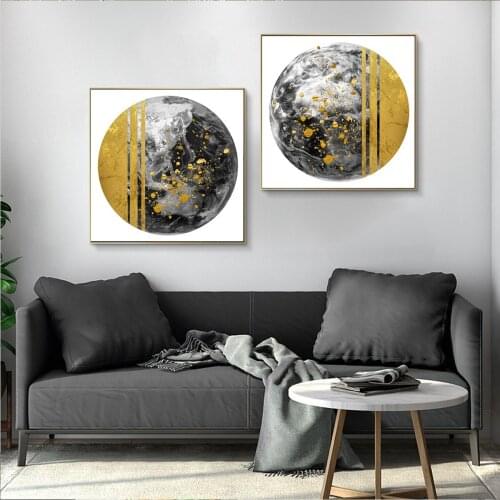 Gold and Gray Symmetry Light luxury Poster Canvas Print Painting Wall Art Living Room Home Decoration