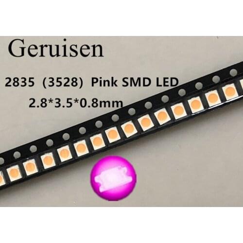 100Pcs/lot 2835 Pink SMD LED 0.2W high bright light emitting diode chip leds Free shipping 3.5*2.8*0.8mm 2835 smd led diode