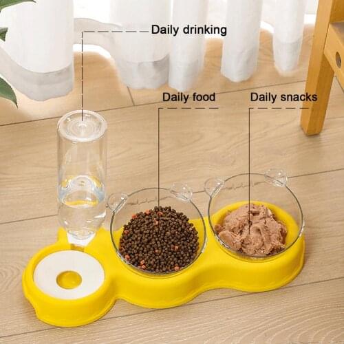 3 in1 Cat Food Bowls Raised Stand Dog Bowls Pet Automatic Feeding Set Pet Cat Bowl Automatic Feeder Drink Fountain Pet Supplies