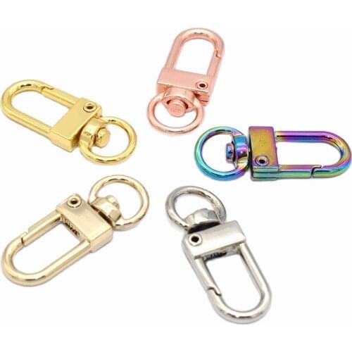 33mm Rainbow Swivel Snap hooks Lanyard Clasp Claw Push Gate Trigger Clasps Strap Purse Clip Key Ring Charm for keychain backpack