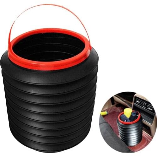 4L Car Waste Bins Multi-Function Telescopic Bucket Trash Can Car Garbage Plastic Storage Bucket Dustbin Trash Cans