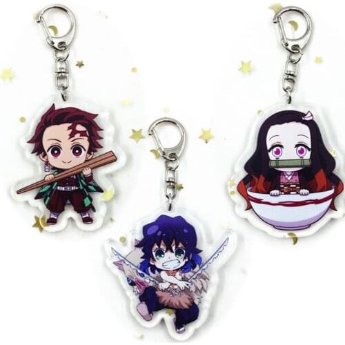 Anime Demon Slayer Keychain Tanjirou Shinobu Cosplay Prop Accessory Kamado Nezuko Acrylic Key Chain Keyring For Boy Girl Gift