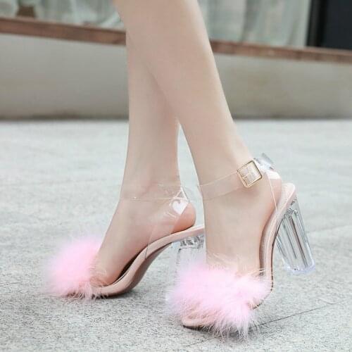 Women Sandals Summer Pumps Shoes Fashion Transparent Crystal Heel 11cm High Heels Sexy Party Ladies Work Female Sandals 34-41