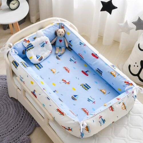 Baby Infant Kids Crib Bed Portable Crib Cots Baby Nest Bed Sleeping Artifact Travel Bed Bedding Sets Bumper Cot Mattress