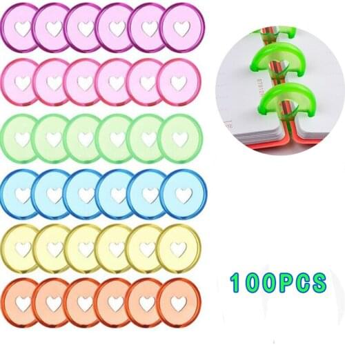 100PCS Plastic Book Binding Discs Discbound Heart Binder Rings Mushroom Hole Loose Leaf Ring DIY Notebooks Planners Disc Buckle