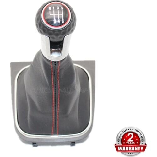 For VW Jetta 5 A5 MK5 GLI 2006 2007 2008 2009 2010 2011 Car 6 Speed MT Gear Shift Knob With Leather Gaiter Boot Red Line