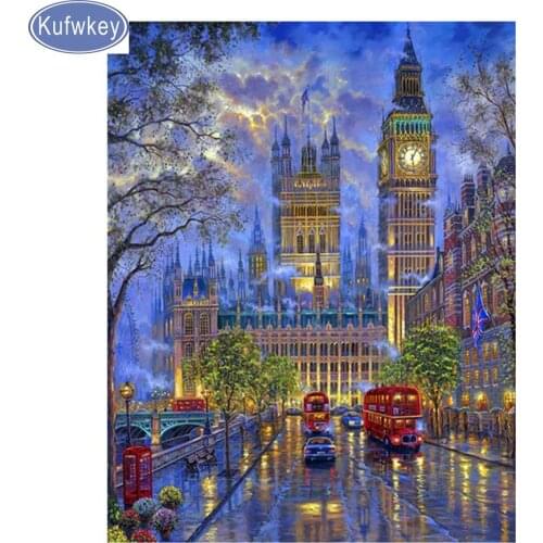 Kufwkey london City Night 5d Diy Diamond Painting Cross Stitch Full square/round drill mosaic Rhinestones diamond Embroidery