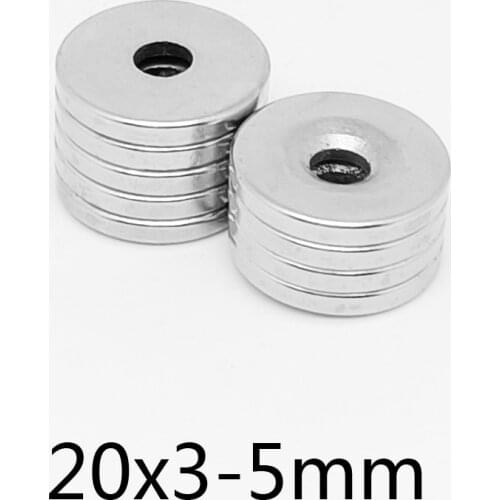 5~50PCS 20x3-5 mm N35 Round Strong Magnets 20*3 mm Hole 5mm Disc Neodymium Magnet 20x3-5mm Permanent Magnet With Hole 20*3-5 mm