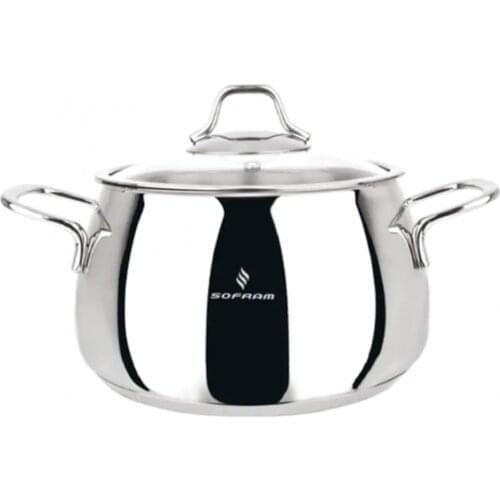 Sofram Gift Kitchen Utensil Heat Resistant Cool Touch Stainless Steel Capsule Bottom Venus Deep Pot 3,80 liter 22 Cm