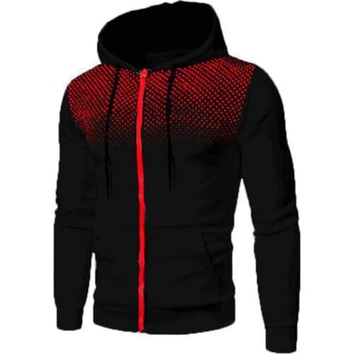 Winter Jacket Men Coat Solid Color Gradient Drawstring Cardigan Hooded Winter Jacket Big Pocket Sports Jacket Streetwear