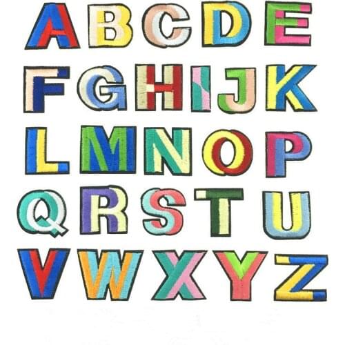 English Alphabet Embroidery Patches for Clothing DIY Stripes Sticker Clothes Letters Badges hook name military patches