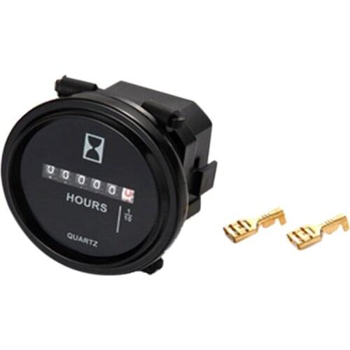 Snap in Hour Meter Round LCD Hour Meter Quartz Hour Meter DC 6-80V for Fork Cart Boat Tractor Generator Engine Mower