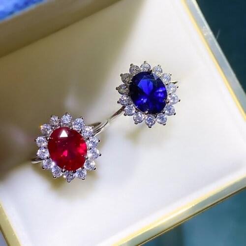 Charms 925 Sterling 7*9MM Oval Cut Ruby Sapphire Elerald Paraiba Tourmaline Gemstone Flower Design For Women Fashion Jewelry