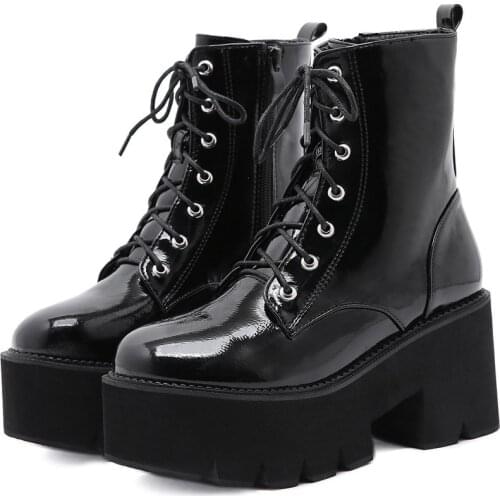 RASMEUP 2020 New Fashion Women Winter Warm Comfortable Womens Platform Chunky Shoes Casual Lace up Comfortable Boots
