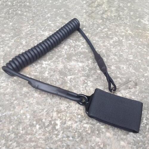 Adjustable Combat Sling Telescopic Tactical Pistol Hand Gun Secure Lanyard Spring Sling Hanging Buckle Key Chain Magic Tape Belt