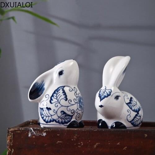 Retro Simulation Animal Sculpture Decoration Blue and White Porcelain Crafts Housewarming Gift Living Room Desktop Decoration