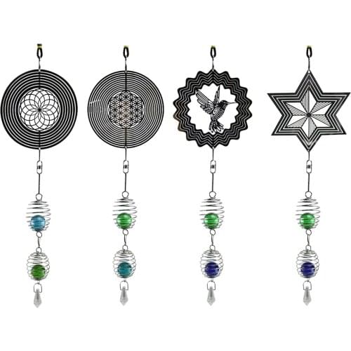 Garden Sun DIY Rotating Wind Chime with Spiral Tail Ball Metal Hanging Sculpture Wind Chime Bells Pendant Crafts