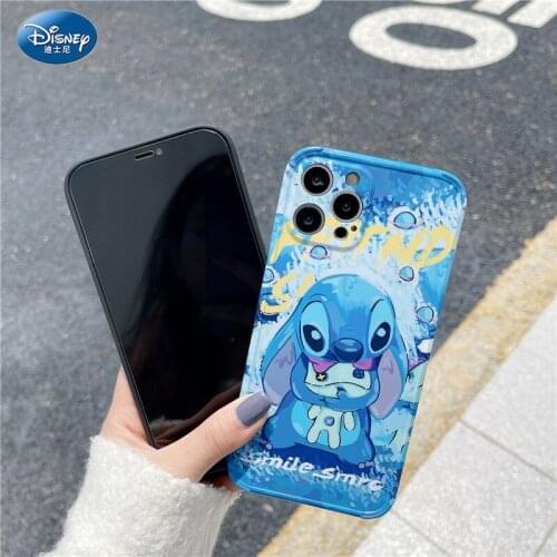 DISNEY 2021 Stitch Silicone Case for IPhone 11 12 iPhone SE 7 8 Plus Official Liquid Silicon 360 Full Cover zz0531
