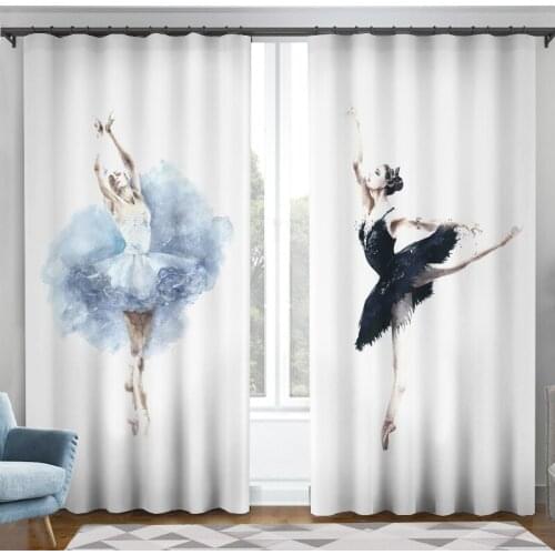 Nordic White Curtains For Living Room Cortinas Para Dormitorio Ballet Dancing Girl Blackout Curtain For Bedroom занавески