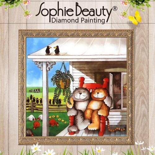 Sophie Beauty diy diamond painting cross stitch set crystals embroidery kits dmc printed tape cats animals resin diamond mosaic