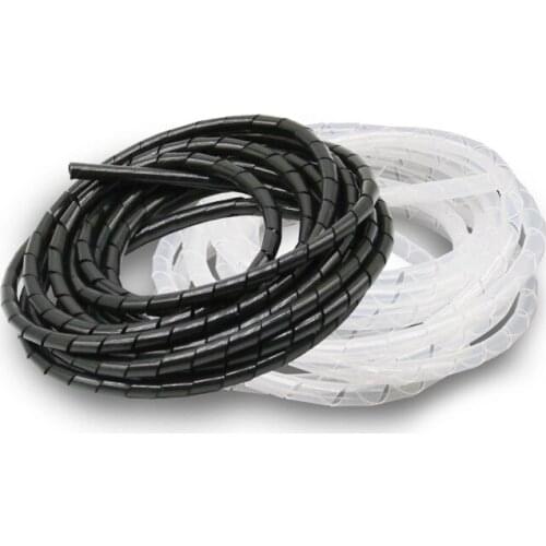 Spiral Tube PE Flexible Cord PC Home Cinema Cable Wire Organizer Wrap Management black White