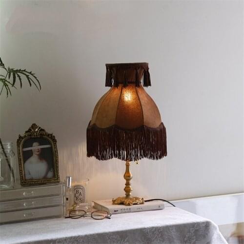Medieval vintage coffee Fabric table lamps living room bedroom corridor French modern luxury bedside table lights deco lighting