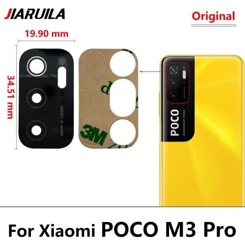 2Pcs/Lot, Camera Glass Lens For Xiaomi Poco M3 Back Rear Camera Lens With Sticker Adhesive