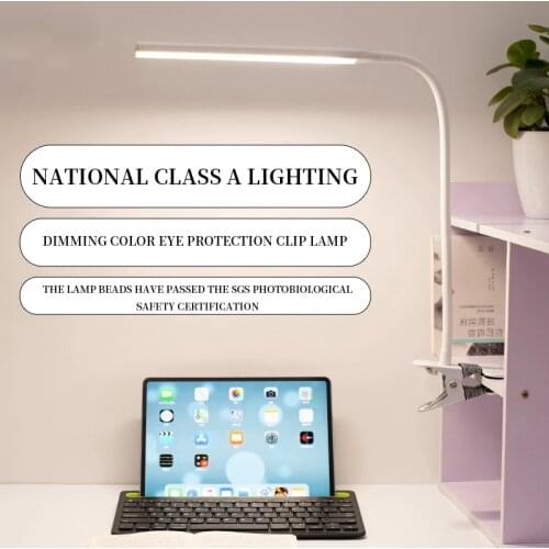 Long Arm Led Desk Lamp 10W Clip Flexible Table Lamp Adjustable Brightness&Color Eye Protection For Bedroom Reading Study Office