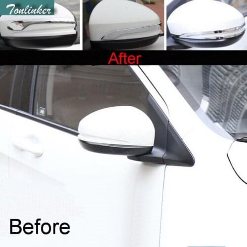 Tonlinker 2 PCS Car Styling DIY ABS Chrome reversing mirror light strip cover case Stickers for HONDA GERIZ 2015-16 accessories