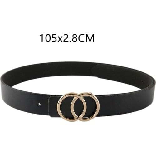 Double Ring Women Belt Fashion Waist Belt PU Leather Metal Buckle Heart Pin Belts For Ladies Leisure Dress Jeans Wild Waistband