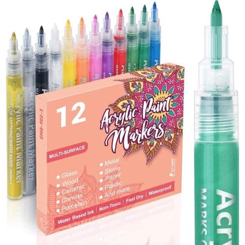 0.7mm Acrylic Paint Marker Pen for Rock Painting Stone Ceramic Glass Thick Nib Art Supplies Craft Marker Art Supplies