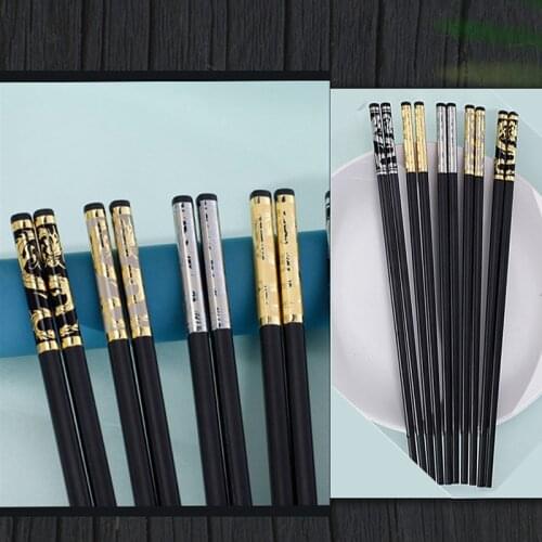 1Pair Long Non-Slip Alloy Dragon Chopsticks Chinese Sushi Chopsticks Gifts Tableware