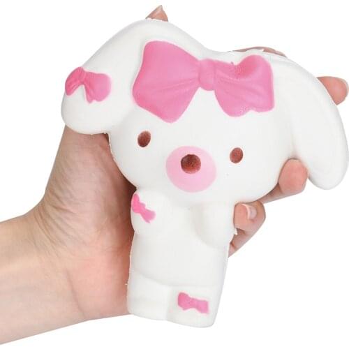 2018 New 16cm Jumbo Kawaii Cute Squishy pink/white Rabbit Animal Soft Slow rising Cartoon Kid toy Gift Sweet Scented Break Cake