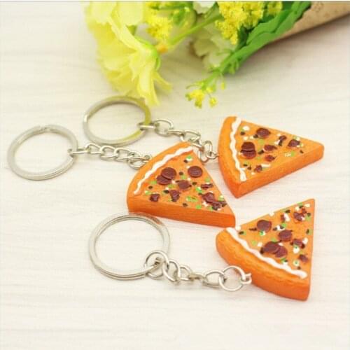 50pcs Creative Korean Simulation Pizza Pendant Keychain Resin key chains for Gifts Promotional Food Series Accessories