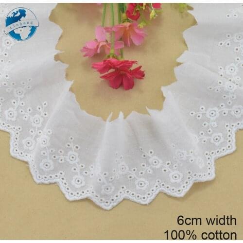 6cm wide 100% Cotton embroid lace sewing ribbon guipure lace african lace fabric trim warp knitting DIY Garment Accessories#3753