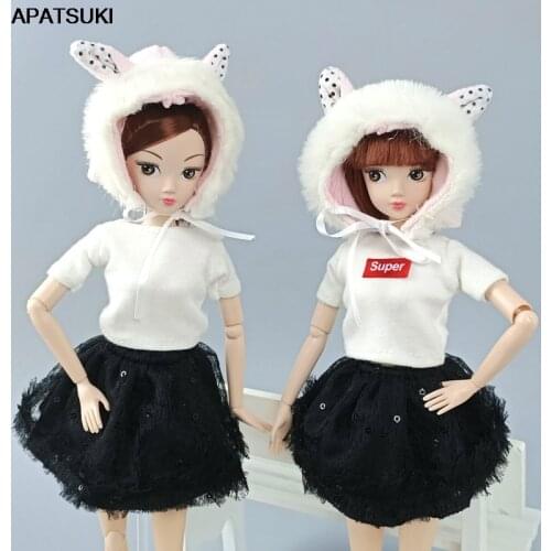 Doll Accessories Warm Winter Headwear Hairwear Rabbit Hat for Barbie Doll Fur Hats For 1/6 BJD Dollhouse Kids Gift