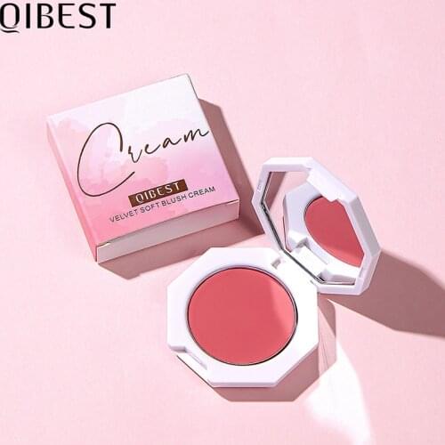 QIBEST Velvet Blush Paste Natural Lasting Concealer Repair Face Contour Rouge Waterproof Pore Acne Cover Liquid Concealer Women