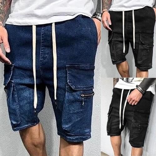 New Summer Men Casual Sport Pants Jeans Fit Running Joggers Sweatpants Quality Men Knee Length Jeans Shorts Straight Jeans