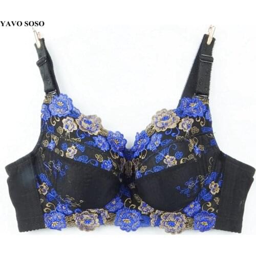New Arrival High Quality Big Size Plus Size 48FGH 110FGH Lace Embroidery Underwear Women Sexy Bra Gather Adjustable Bralettes