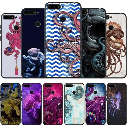 Giant Pacific octopus black Silicone Phone Case For honor 30 20 Pro 8 8X 9 10 20 Lite Mate 10 20 30 Lite Pro cover