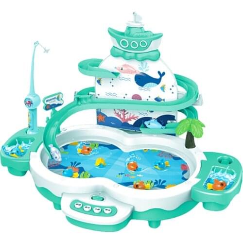 Childrens educational fishing toys electric cute fishing game table Multifunctional magnetic levitation track fishing pond