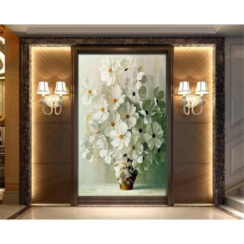 Beibehang Custom Photo Wallpaper White White Daisy In Vase Painting Facade Background Wall papel de parede 3d wallpaper