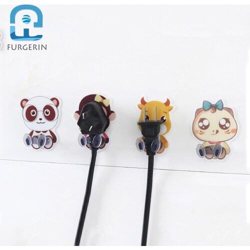 FURGERIN 5PCS/LOT Key Holder Wall Hook Hanger Cable Organizer plug holder sticky hooks Wall Hooks for Keys adhesive hook
