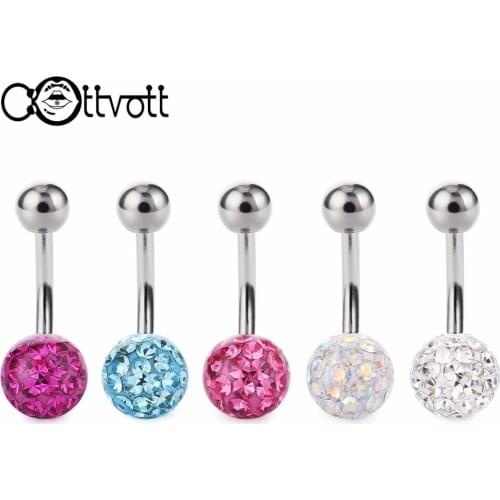 1PC Epoxy Crystal Belly Rings Surgical Steel Belly Button Ring Piercing Navel Button Earrings Barbells Body Accessories DQ61