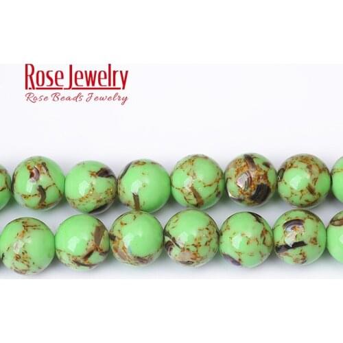 Natural Green Shell Turquoises Howlite Stone Round Beads for Jewelry Making 4-12 mm Spacer Beads Diy Handmade 15" Strand