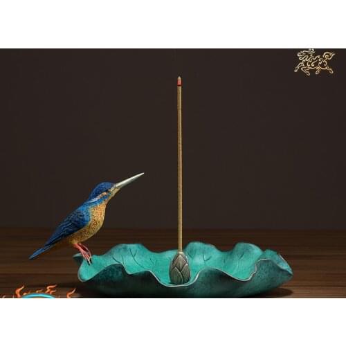 Copper Master Copper Ornaments "Lotus Jade Incense Holder" Copper Crafts Home Ornament Incense Burner Ornaments